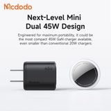 Cốc Sạc Nhanh Mcdodo Gana Mini 45W Ultimate Mini GaN Charger with Dual Type-C Ports
