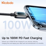 Dây Sạc Mcdodo Vision Sci-Fi Type-C to Type-C 100W | Hợp Kim Kẽm, Đèn LED 3D