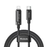 Cáp Sạc Mcdodo Vision Màn Hình OLED | Type-C to Ln 36W, Hợp Kim Kẽm, Dây Dù Bền Bỉ