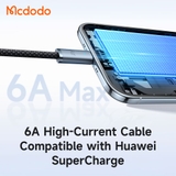 Cáp Sạc Nhanh Mcdodo Luma Slim Cable USB to Type-C 6A | Dây Dù Siêu Bền, Có Đèn LED
