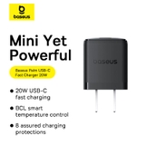 Bộ Sạc Nhanh Baseus Palm 20W | Kèm Cáp Type-C Sang Ln, Tản Nhiệt BCT, 8 Lớp Bảo Vệ