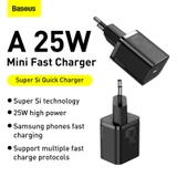 Cốc sạc nhanh, nhỏ gọn Baseus Super Si Quick Charger 1C 25W（PD/ QC3.0 Quick charger, With Cable)