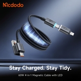Cáp Sạc Đa Năng Mcdodo Nexus 4 in 1 USB/Type-C to Type-C/Ln 60W | Sạc Laptop, Điện Thoại, Chống Rối