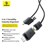 Cáp Sạc Đa Năng Baseus Versatile Type-C / USB to Type-C / Ln 60W | 4 Cổng, Nam Châm Thu Gọn
