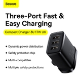 Cốc Sạc Đa Năng 3 Cổng Sạc Baseus Compact Charger 17W