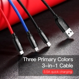 Cáp Sạc Đa Năng Baseus Three Primary Colors 3-in-1 Cable USB For M+L+T 3.5A