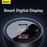 Tẩu Sạc Nhanh Baseus Digital Display PD3.1 Dual Fast Charger Car Charger U+C 140W (Kèm cáp C to C 240W (48V/5A) 1m)