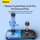 Kính cường lực chống nhìn trộm Baseus All-glass Crystal Peep-proof Tempered Glass Film (Cellular Dust-proof) for iP 14 2022 (1/2Pcs)