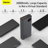 Pin dự phòng sạc nhanh Baseus Adaman Metal Digital Display Quick Charge Power Bank cho Smartphone/ iPad/ Macbook/ Laptop (65W, 20000mAh, QC3.0/ PD3.0/ SCP/ AFC Quick charge Power Bank)