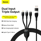 Cáp sạc nhanh 3 đầu Baseus Flash Series Ⅱ PRO Two-for-three Charging Cable U+C to M+L+C 100W