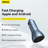 Tẩu Sạc Nhanh Đa Năng Trên Ô Tô 65W Baseus Golden Contactor Pro Triple Fast Charger Car Charger QC 3.0 4.0