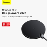Đế Sạc Không Dây Baseus LED Gen 2 15W | Hiển Thị Công Suất, Sạc Nhanh Qi, Tự Ngắt