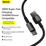 Cáp Sạc Nhanh Baseus 100W 6A USB to Type-C | Dòng Tungsten Gold, Hợp Kim Kẽm, Dây Dù