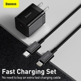 Bộ cốc sạc nhanh, nhỏ gọn Baseus Super Si Pro Quick Charger 20W dùng cho iPhone 12/iP11/XS Max kèm dây C to iPhone