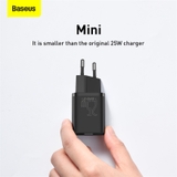 Bộ cốc sạc nhanh kèm cáp C to C Baseus Super Si Quick Charger 1C 25W Sets（PD/ QC3.0 Quick charger, With Cable)