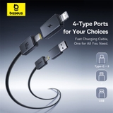 Cáp Sạc Đa Năng Baseus Versatile Type-C / USB to Type-C / Ln 60W | 4 Cổng, Nam Châm Thu Gọn