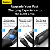 Cáp sạc nhanh 3 đầu Baseus Flash Series Ⅱ One-for-three Fast Charging Cable Type-C to M+L+C 100W