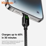 Cáp Sạc Mcdodo LightSync 36W Type-C to Ln | Sạc Nhanh PD, Đèn LED Ambient