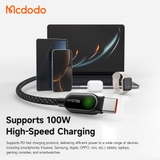 Cáp Sạc Mcdodo LightSync 100W Type-C to Type-C | Đèn LED Hiệu Ứng Thở, Siêu Bền
