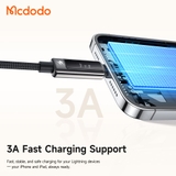 Cáp Sạc Mcdodo Vision Màn Hình OLED | USB to Ln 3A, Hợp Kim Kẽm, Dây Dù