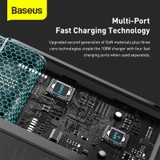 Bộ sạc nhanh Baseus GaN2 Pro Quick Charger 4 Ports (100W, Type C*2 & USB*2, PD/ QC3.0/ QC4+/ PPS/ SCP/ FCP/ AFC/ Apple 2.4/ BC1.2, Multi Quick charge protocol support)
