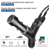 Bộ tẩu sạc mở rộng 3 trong 1 dùng cho xe hơi Baseus Y Type Dual USB (40W, 3.4A Fast Charge, Intelligent Car charger)