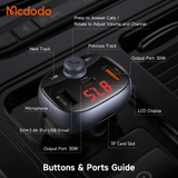 Tẩu Sạc Mcdodo CarGo 72W 3 Cổng | 2USB + Type-C, Phát Nhạc Qua Sóng FM, Sạc Nhanh