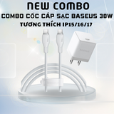 Combo Cốc Cáp Sạc Baseus 30W - Sạc Nhanh - Không Nóng Máy (Cốc Type-C, Cáp Type-C to Type-C 1m)