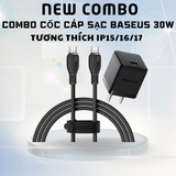 Combo Cốc Cáp Sạc Baseus 30W - Sạc Nhanh - Không Nóng Máy (Cốc Type-C, Cáp Type-C to Type-C 1m)