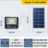 [200W] ĐÈN PHA NĂNG LƯỢNG MẶT TRỜI BẢN NÂNG CẤP TP SOLAR TP-K200 MỚI NHẤT