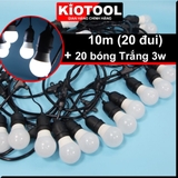 Combo  5m-10đui Kèm 10 Bóng Trắng 3w / Dây đèn trang trí ngoài trời sân vườn Kiotool