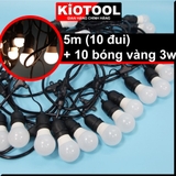 Combo  5m-10đui Kèm 10 Bóng Vàng 3w / Dây đèn trang trí ngoài trời sân vườn Kiotool