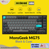 Bàn phím cơ MonsGeek MG75 Black & Cyan (White LED / AKKO sw v3)