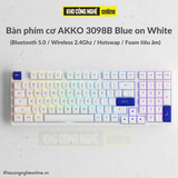 Bàn phím cơ AKKO 3098N Multi-modes Blue on White (Bluetooth 5.0 / Wireless 2.4Ghz / Hotswap / Foam tiêu âm / TTC switch)