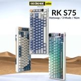 RK S75 - Bàn phím cơ Royal Kludge RK S75 có Núm, hỗ trợ Hotswap, 3 Modes, Full Foam, Gasket Mount, Màn Hình Led