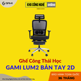Ghế Công Thái Học Gami Lum2 - Bản Kê Tay 2D / Đen ( Có Chân Gác)