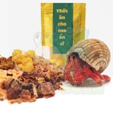 Thức ăn sấy khô gồm : cá hồi, tôm, khoai lang, cà rốt gói nhỏ 3g