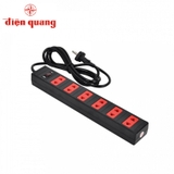 Ổ cắm điện quang ĐQ ESK 5BR 63ECO (6lỗ, 3chấu, dây 5m, màu đen đỏ).
