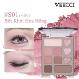 Bảng Phấn Mắt 10 Ô Veecci Hồng Nhũ Mịn Dễ Tán Mini 4.2g