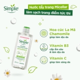 Nước Tẩy Trang Simple Micellar Cleansing Water Làm Sạch và Cấp Ẩm Cho Da