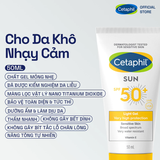 Gel Chống Nắng Vật Lý Dưỡng Ẩm 2In1 Dịu Lành Cho Da Thiên Khô Nhạy Cảm Cetaphil Sun SPF50+ Light Gel 50ml