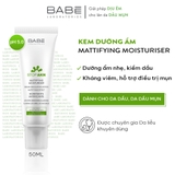 Kem Dưỡng Cho Da Dầu Mụn BABE Stop AKN Mattifying Moisturiser 50ml