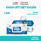 Khăn Ướt Diệt Khuẩn EcoWipes Hương Chanh Sả 60 Tờ
