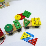 Xe lửa thả hình khối đục lỗ 3D Montessori phát triển tư duy LOẠI ĐẸP