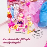 Búp bê công chúa 3D có khớp linh hoạt kèm 2 búp bê loại nhỏ và nhiều phụ kiện ( váy, trang sức, gương,.....) để tạo kiểu