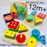 Xe lửa thả hình khối đục lỗ 3D Montessori phát triển tư duy LOẠI ĐẸP