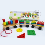 Xe lửa thả hình khối đục lỗ 3D Montessori phát triển tư duy LOẠI ĐẸP