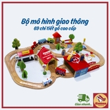 Mô hình đường ray xe lửa gỗ thành phố 69 chi tiết Ginimag