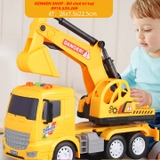 Mô hình máy xúc, trộn bê tông, cẩu bánh đà khoẻ kèm đèn nhạc