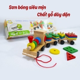 Xe lửa thả hình khối đục lỗ 3D Montessori phát triển tư duy LOẠI ĐẸP
